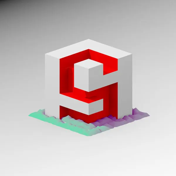 Isometric red S logo for the S.P.R.E.E. math game