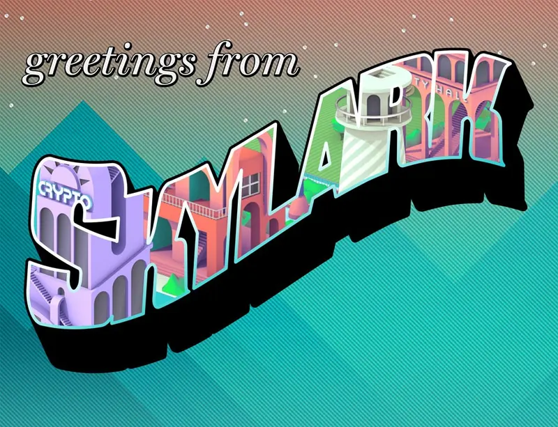 Greetings from Skylark postcard-style title art