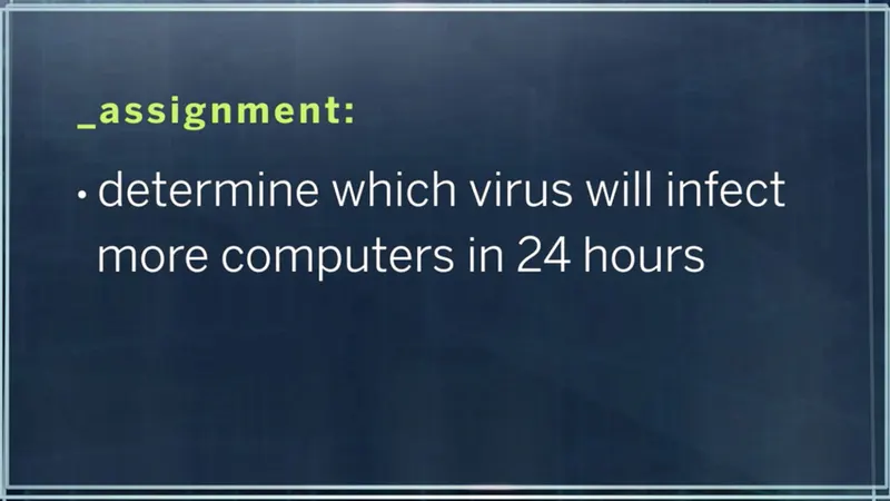 Mission screen: determine which virus will infect more computers in 24 hours