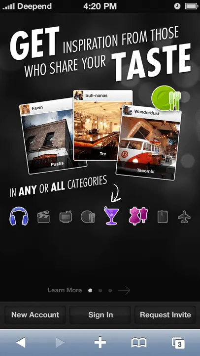 Qloo iPhone onboarding: get inspiration from those who share your taste